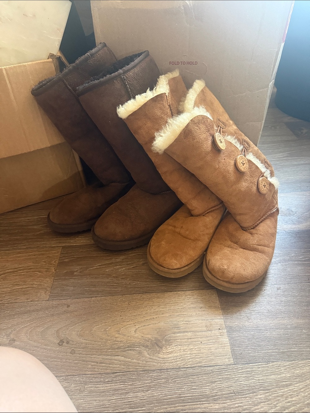 Women's Shearling-Trim Buttoned Winter Boots - Chestnut and Brown uggs boots